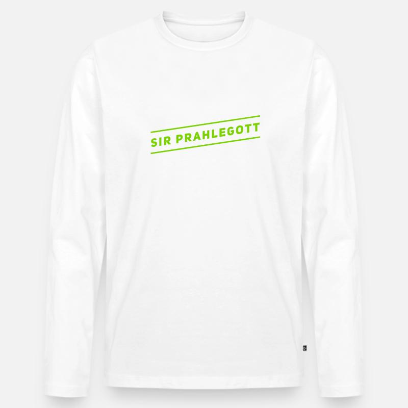 Sir Prahlegott - Männer Premium Bio Langarmshirt - Weiß