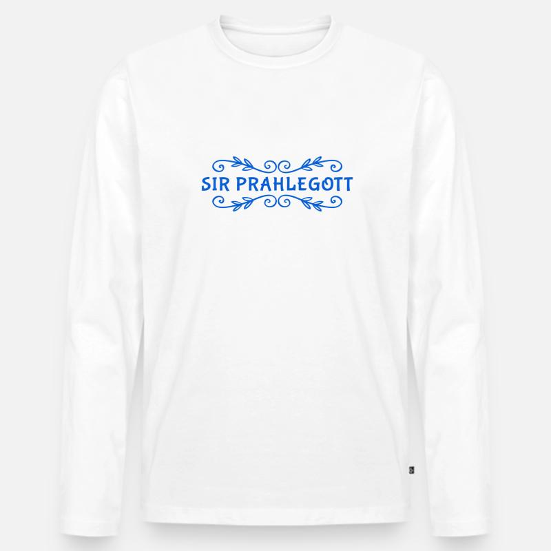 ich bin Sir Prahlegott - Männer Premium Bio Langarmshirt - Weiß