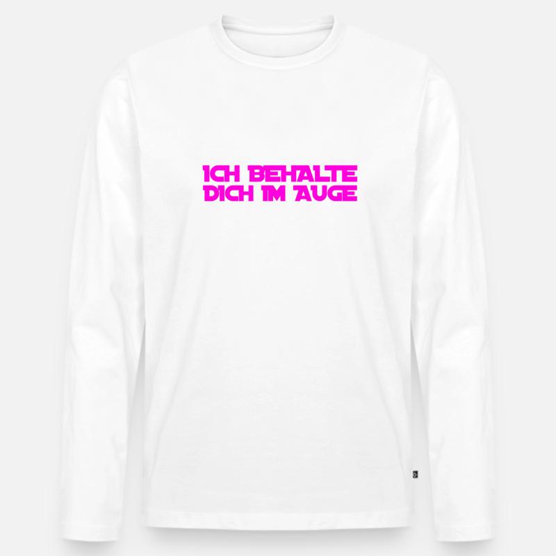 du stehst unter Beobachtung - Männer Premium Bio Langarmshirt - Weiß