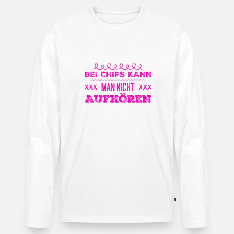 Chips müssen sein - Männer Premium Bio Langarmshirt - Weiß
