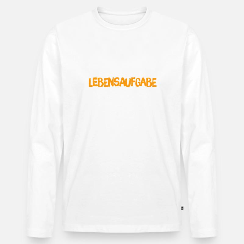 ich habe eine Lebensaufgabe - Männer Premium Bio Langarmshirt - Weiß