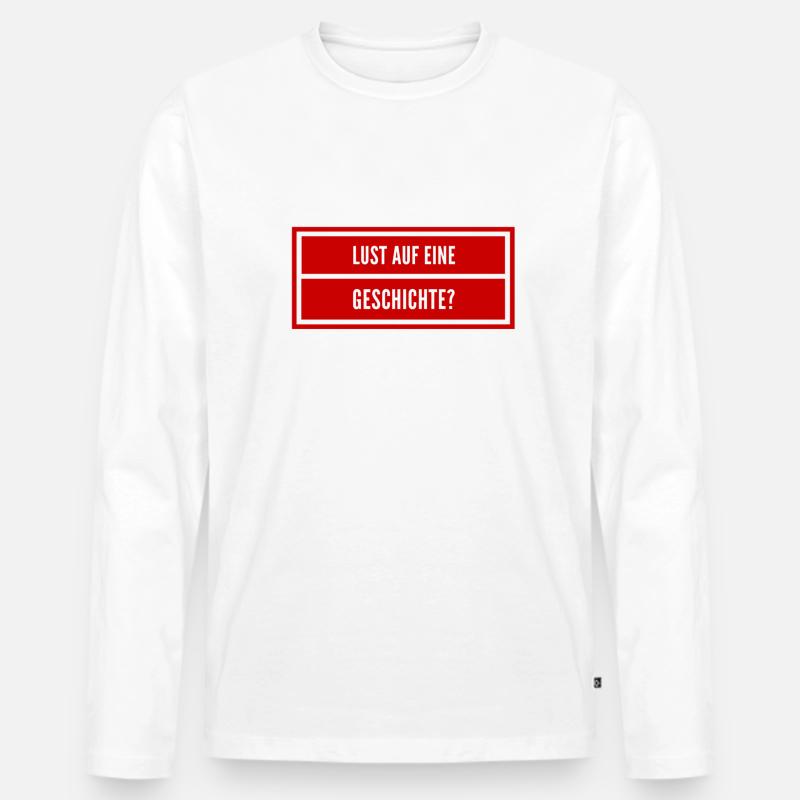 Bock auf eine Geschichte? - Männer Premium Bio Langarmshirt - Weiß