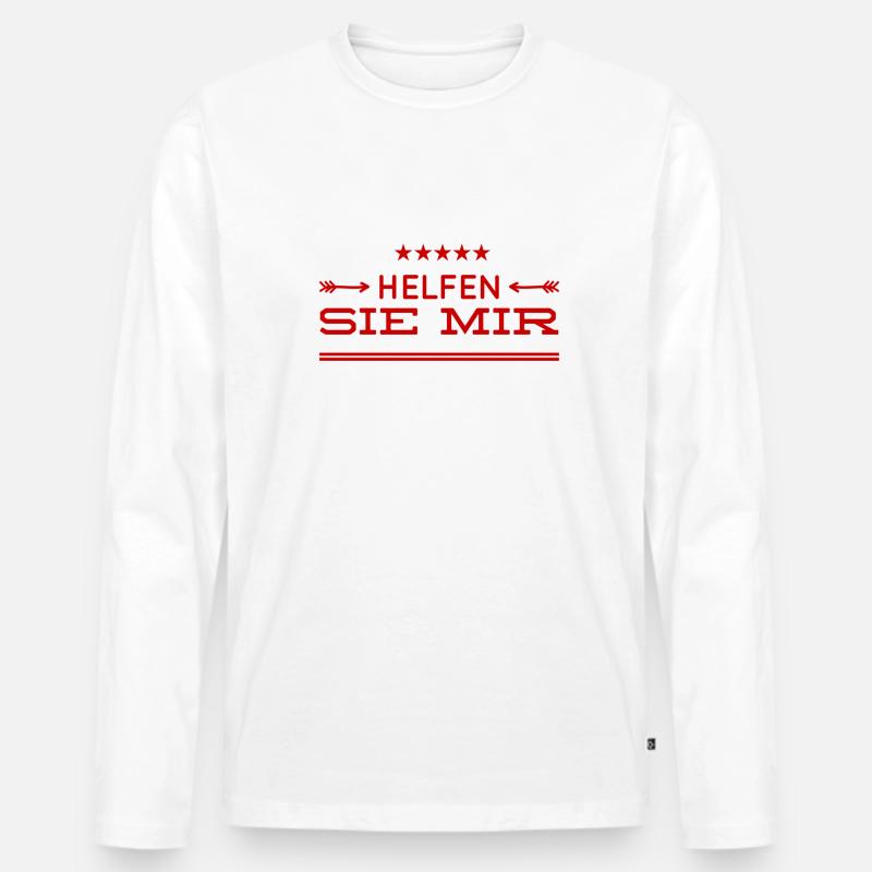 mit der Bitte um Unterstützung - Männer Premium Bio Langarmshirt - Weiß
