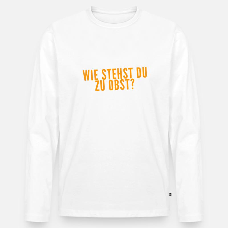 Was denkst du über Obst? - Männer Premium Bio Langarmshirt - Weiß