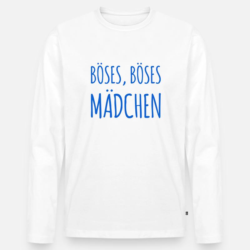 hier steht ein böses Mädchen - Männer Premium Bio Langarmshirt - Weiß