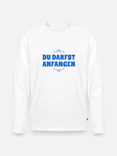 du beginnst - Männer Premium Bio Langarmshirt - Weiß