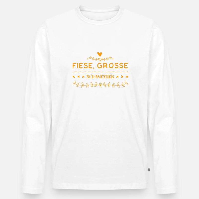fiese, große Schwester - Männer Premium Bio Langarmshirt - Weiß