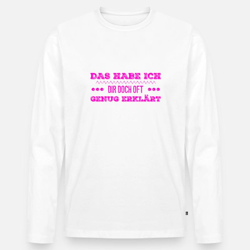 erklärungsmüde - Männer Premium Bio Langarmshirt - Weiß
