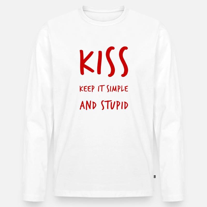 keep it simple and stupid - Männer Premium Bio Langarmshirt - Weiß