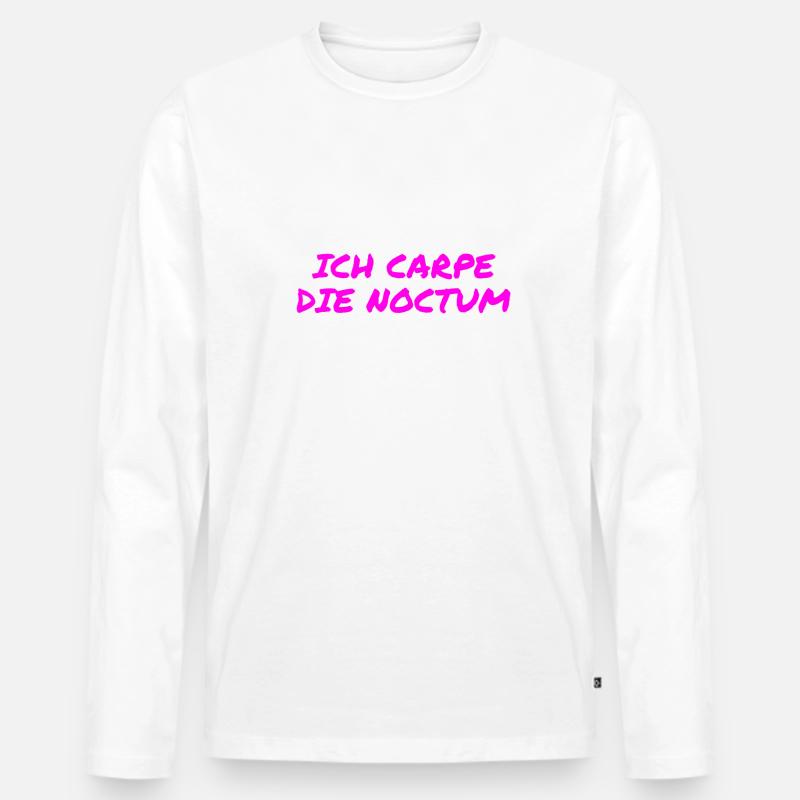 vor dir steht eine Nachteule - Männer Premium Bio Langarmshirt - Weiß