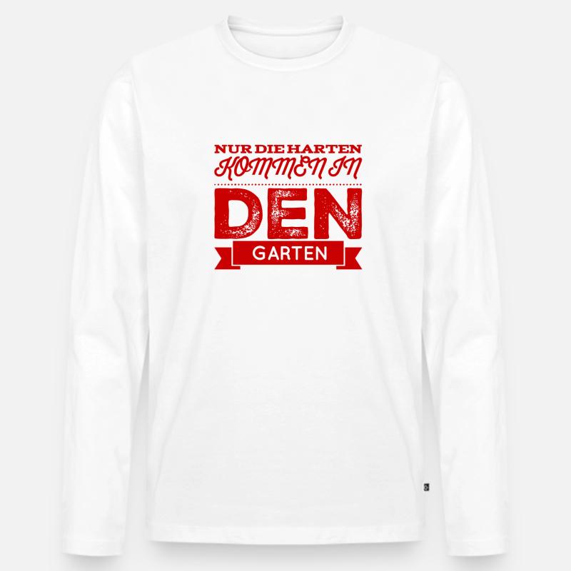 wer will in den Garten? - Männer Premium Bio Langarmshirt - Weiß