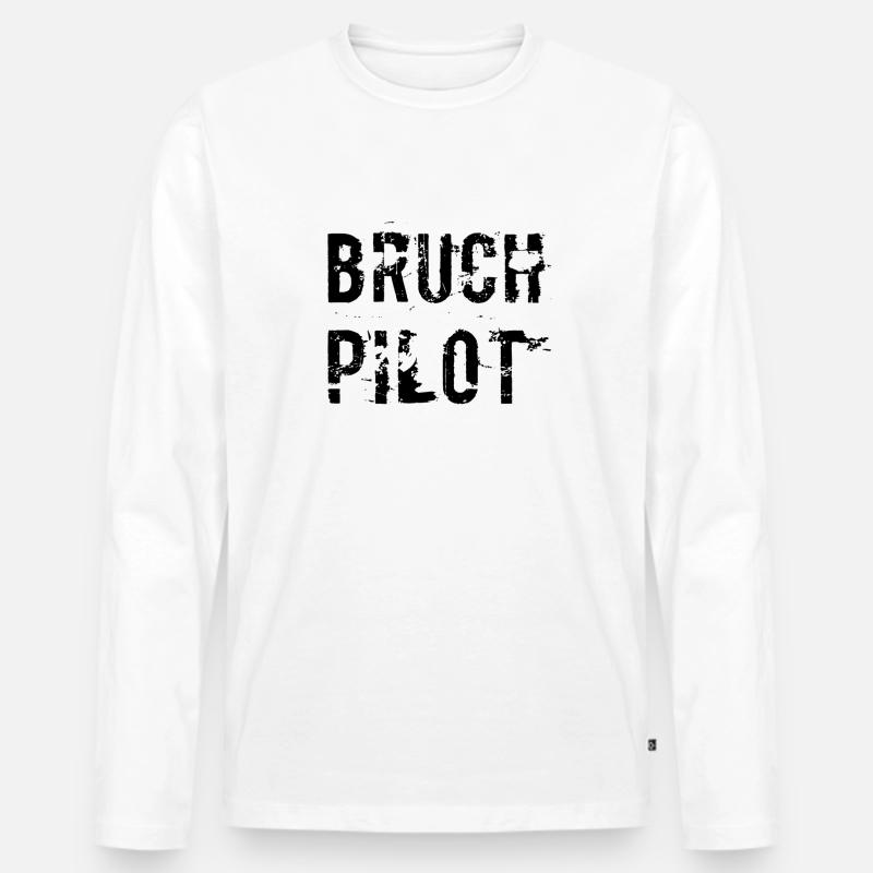 Bruchpilot - Männer Premium Bio Langarmshirt - Weiß
