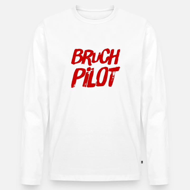 ich bin gerne ein Bruchpilot - Männer Premium Bio Langarmshirt - Weiß