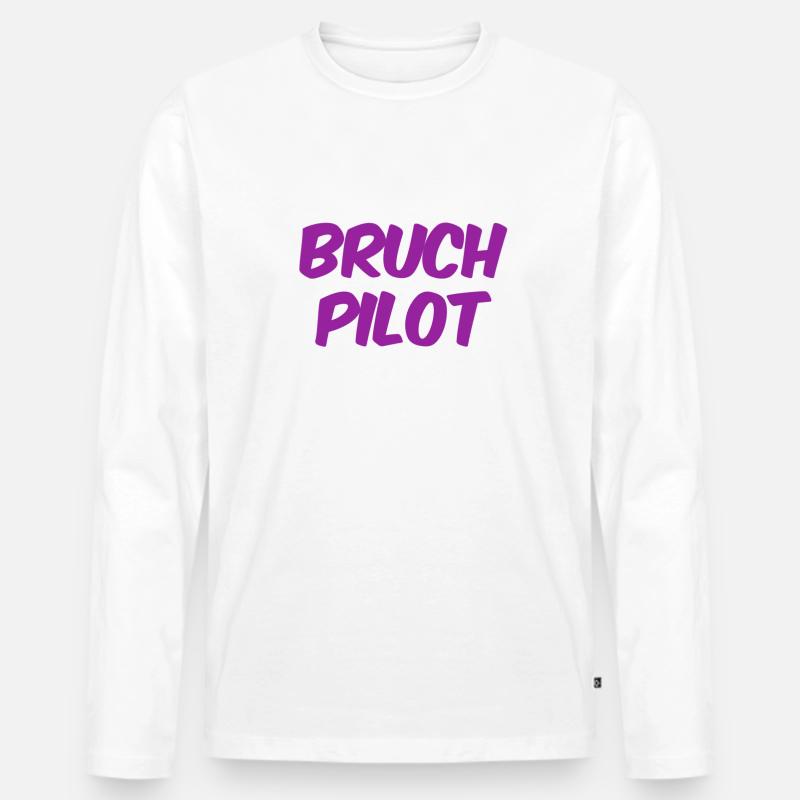 hier steht ein Bruchpilot - Männer Premium Bio Langarmshirt - Weiß