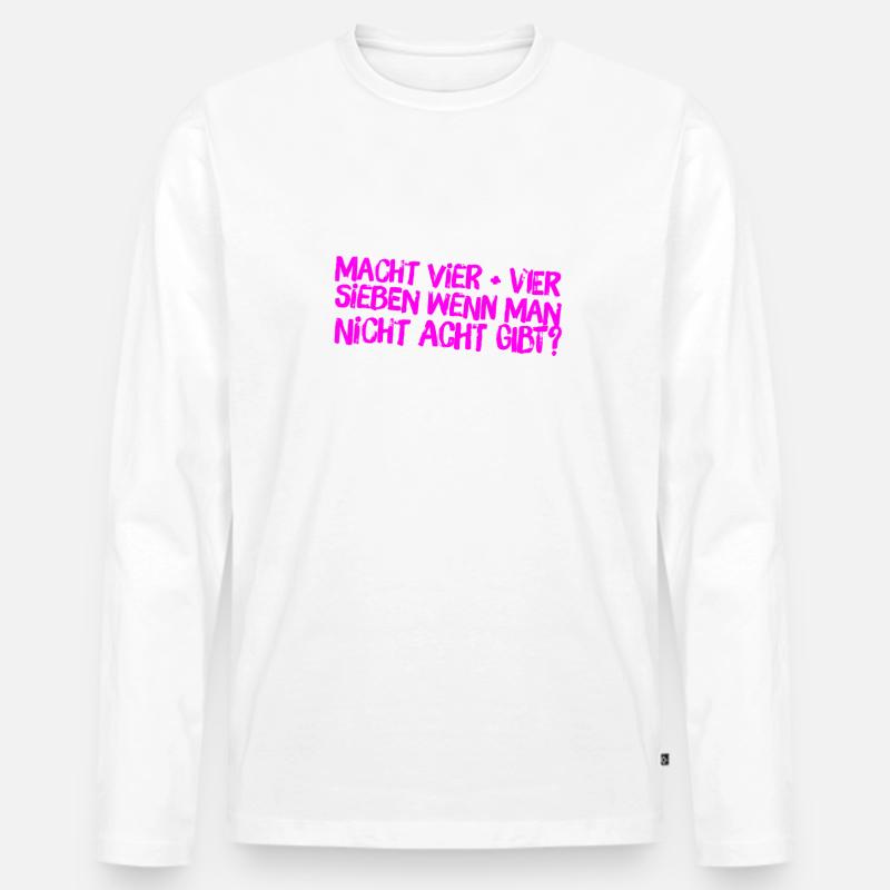 Vier plus Vier - Männer Premium Bio Langarmshirt - Weiß