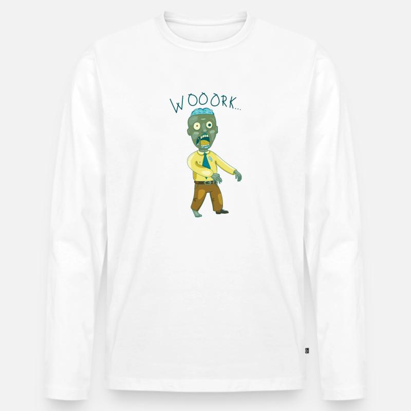 Der Work-Zombie - Männer Premium Bio Langarmshirt - Weiß