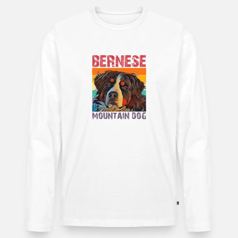Berner Berghund - Männer Premium Bio Langarmshirt - Weiß