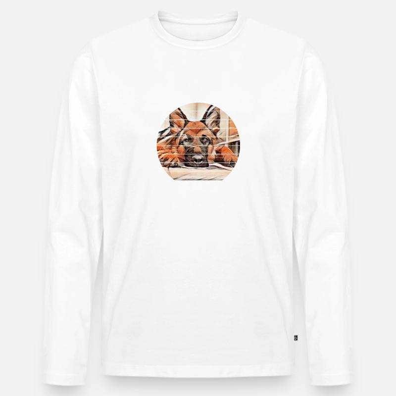 Deutscher Schäferhund - Männer Premium Bio Langarmshirt - Weiß
