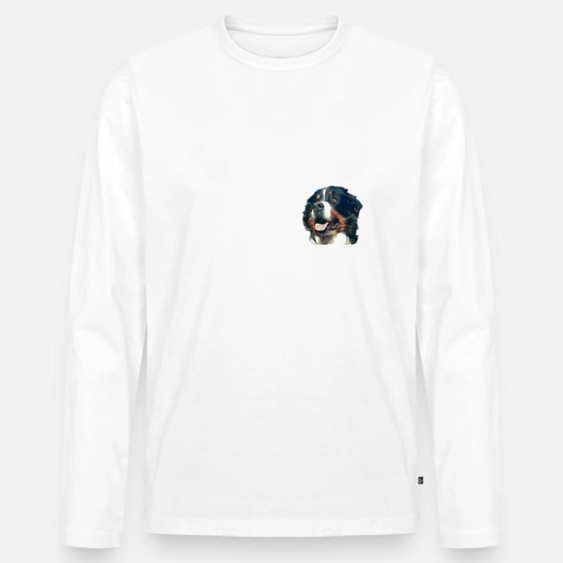 Berner Berghund - Männer Premium Bio Langarmshirt - Weiß