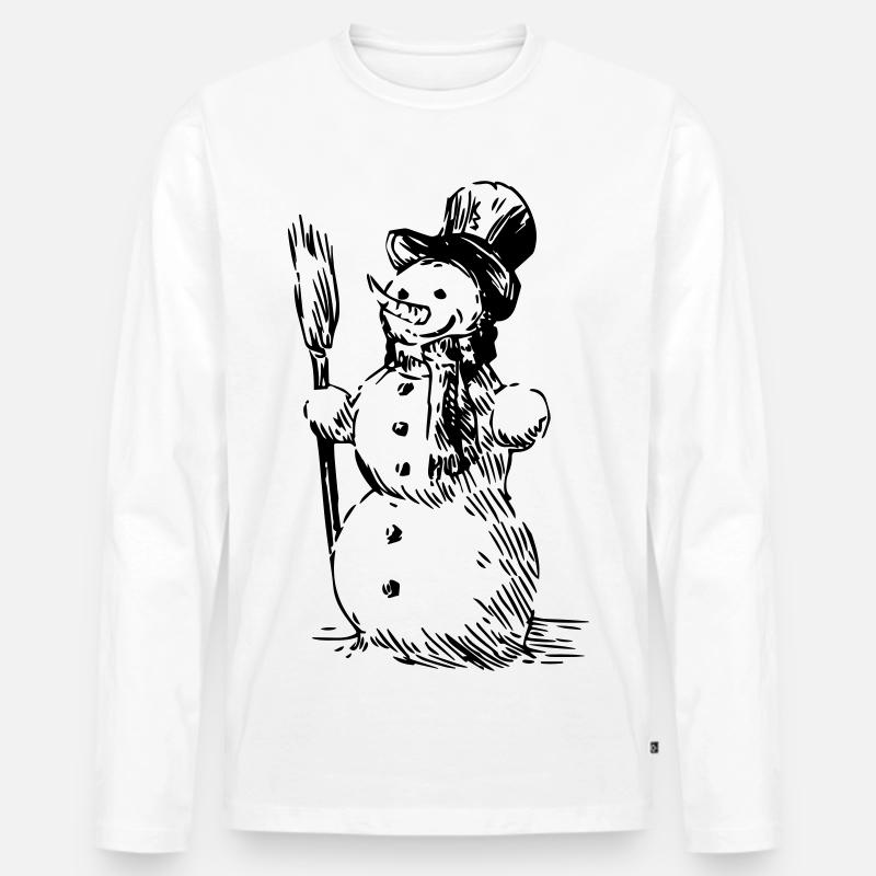 Schneemann - Männer Premium Bio Langarmshirt - Weiß