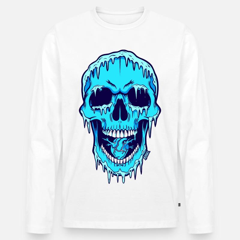 Schmelzender Blauschädel - Männer Premium Bio Langarmshirt - Weiß