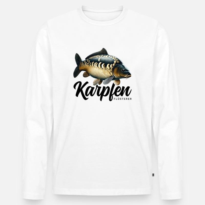 Karpfen Flüsterer - Männer Premium Bio Langarmshirt - Weiß