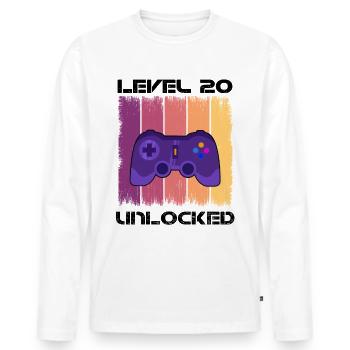Level 20 Unlocked Zocker Gamer Geburtstag Gaming - Männer Premium Bio Langarmshirt - Weiß - Vorne - Nico (187cm)
