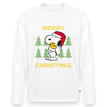 Peanuts Snoopy Weihnachten Ugly Christmas - Männer Premium Bio Langarmshirt - Weiß - Vorne - Nico (187cm)
