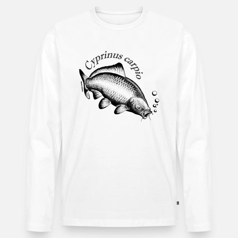 Karpfen - Männer Premium Bio Langarmshirt - Weiß