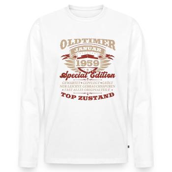 65th birthday classic car January vintage 1959 - Men's Premium Organic Long Sleeve Shirt - white - Front - Nico (187cm)