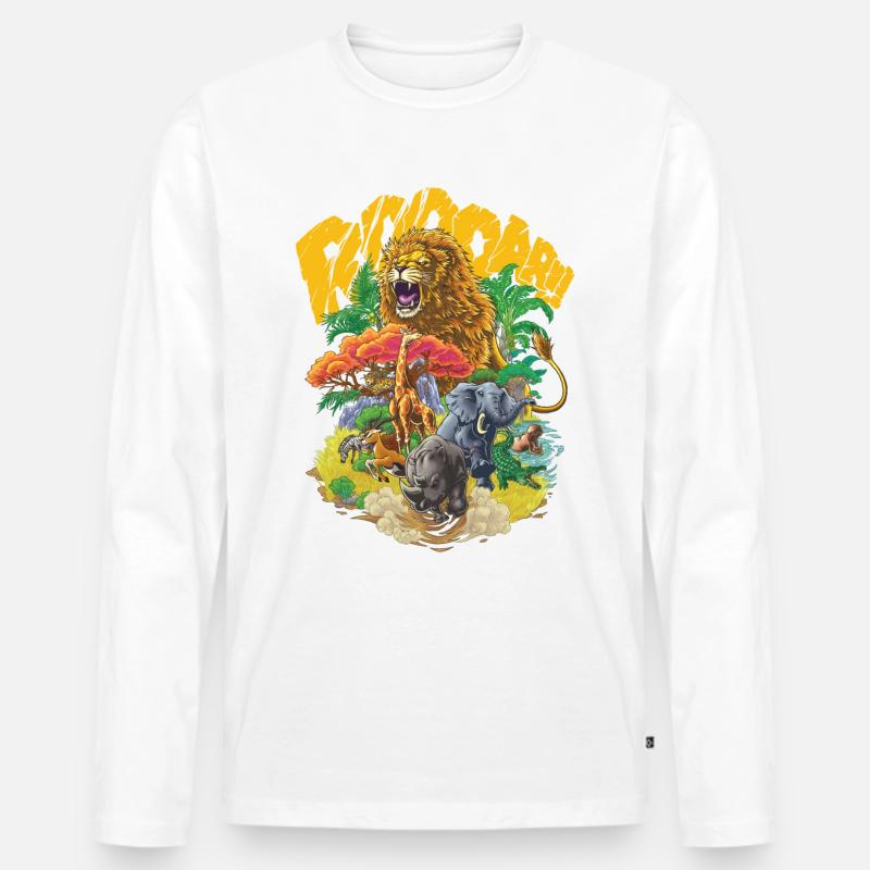 Tiere der Savanne #1 - Männer Premium Bio Langarmshirt - Weiß