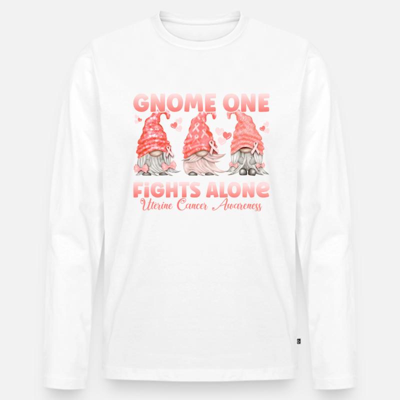 Gnome One Bekämpft Gebärmutterkrebs - Männer Premium Bio Langarmshirt - Weiß