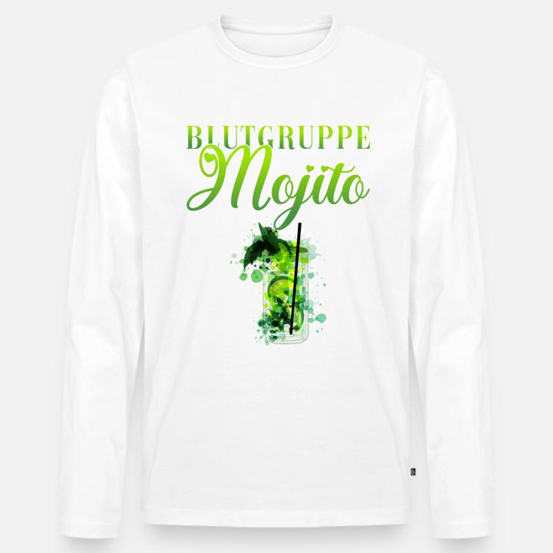 Blutgruppe Mojito Barkeeper - Männer Premium Bio Langarmshirt - Weiß