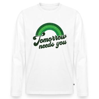 Rainbow Mental Health Tomorrow Needs - T-shirt manches longues Premium bio Homme - blanc - Devant - Nico (187cm)