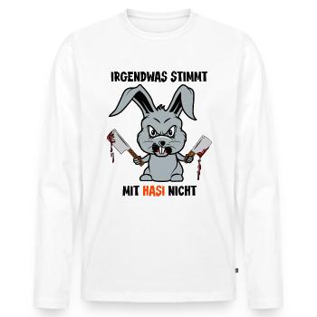 Halloween 2021 Monster verrückter Hase Sarkasmus - Männer Premium Bio Langarmshirt - Weiß - Vorne - Nico (187cm)