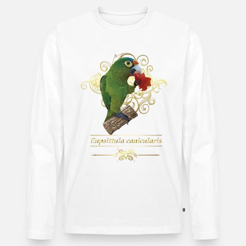 Der Orangenstirnsittich - Männer Premium Bio Langarmshirt - Weiß