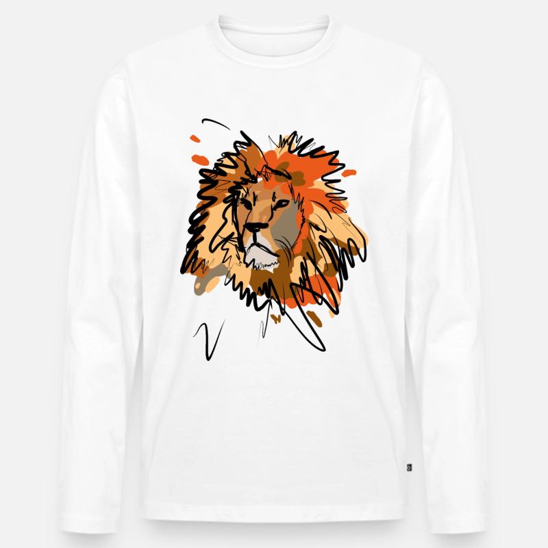 Löwe - Männer Premium Bio Langarmshirt - Weiß