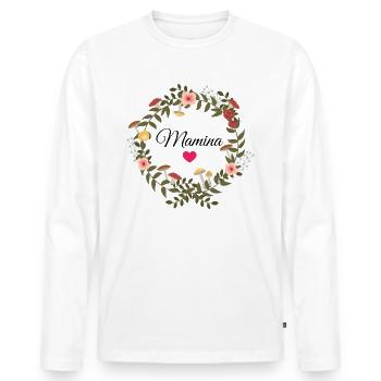 Mamina - Maman - Super mamie - T-shirt manches longues Premium bio Homme - blanc - Devant - Nico (187cm)