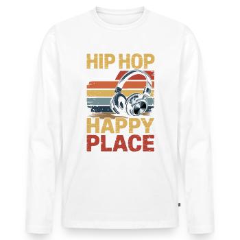 Musique My Happy Place Music Lover Casque DJ - T-shirt manches longues Premium bio Homme - blanc - Devant - Nico (187cm)
