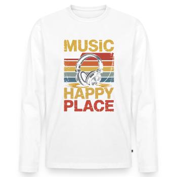 Musique My Happy Place Music Lover Casque DJ - T-shirt manches longues Premium bio Homme - blanc - Devant - Nico (187cm)