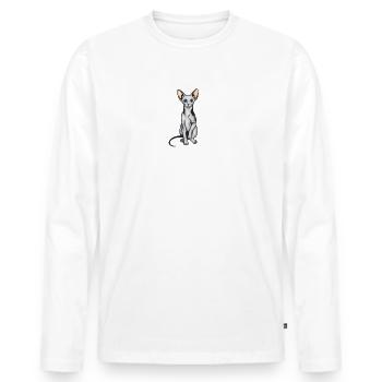 Sphynx Cat Cute Gift - Men's Premium Organic Long Sleeve Shirt - white - Front - Nico (187cm)