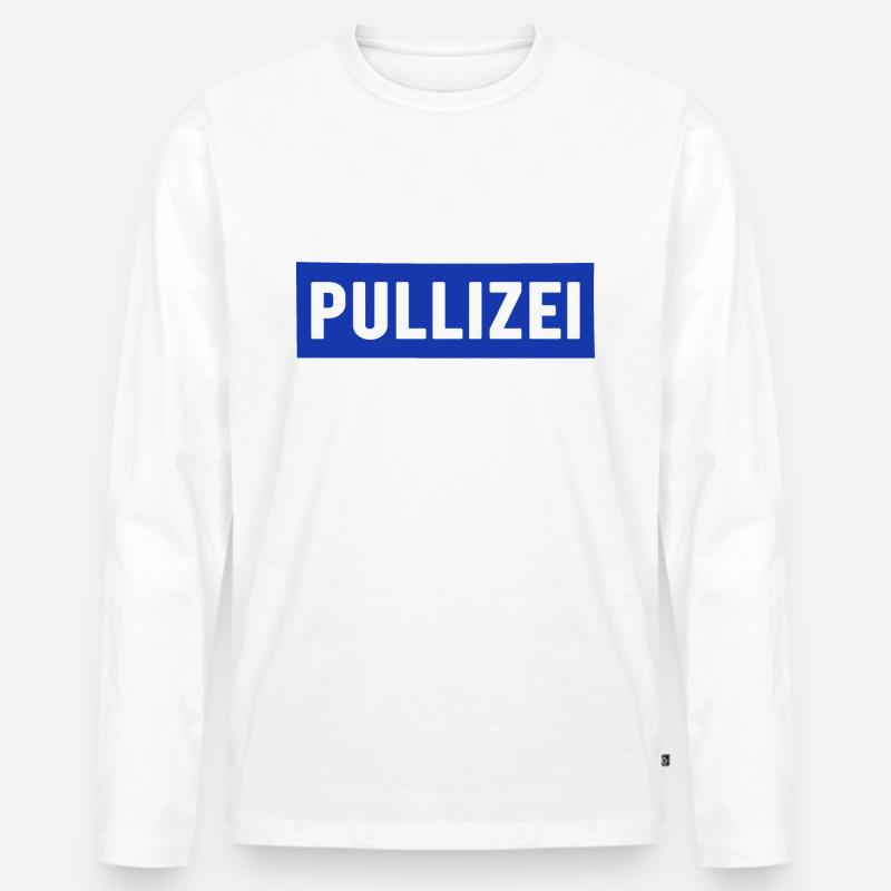 PULLIZEI - Männer Premium Bio Langarmshirt - Weiß