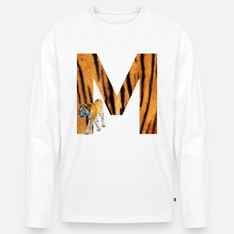 tiger m - Männer Premium Bio Langarmshirt - Weiß