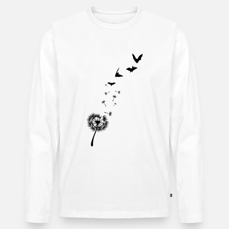 Fledermaus Pusteblume - Männer Premium Bio Langarmshirt - Weiß