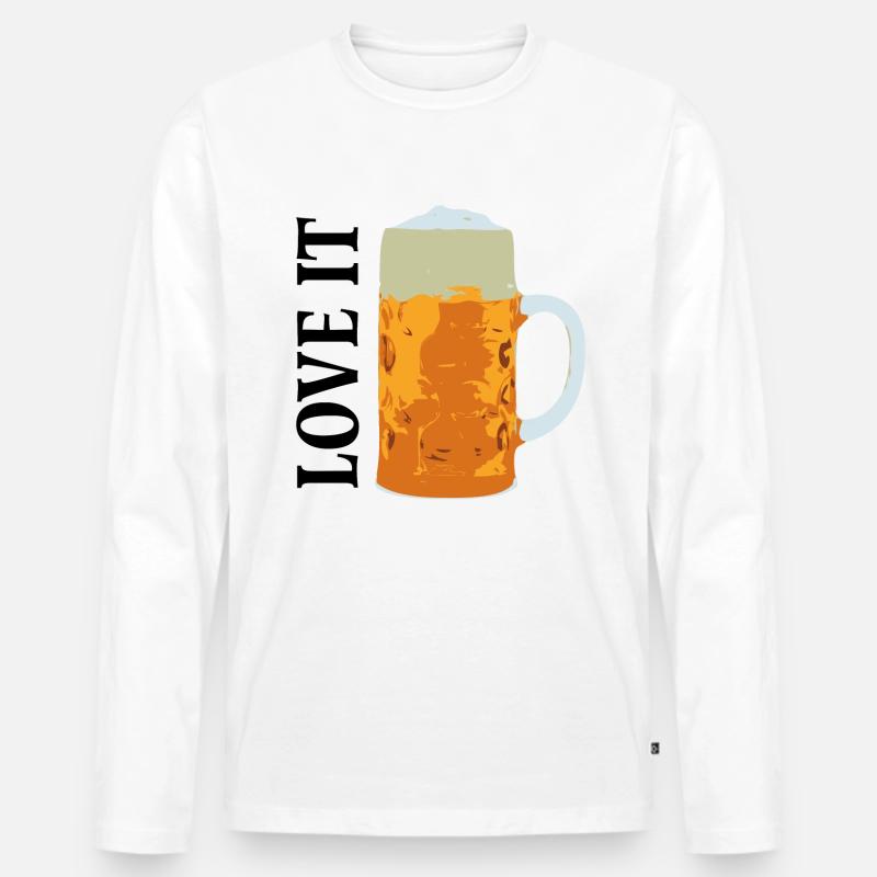 Beer - Love it - Männer Premium Bio Langarmshirt - Weiß