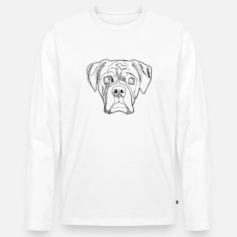 Boxer Hund - Männer Premium Bio Langarmshirt - Weiß