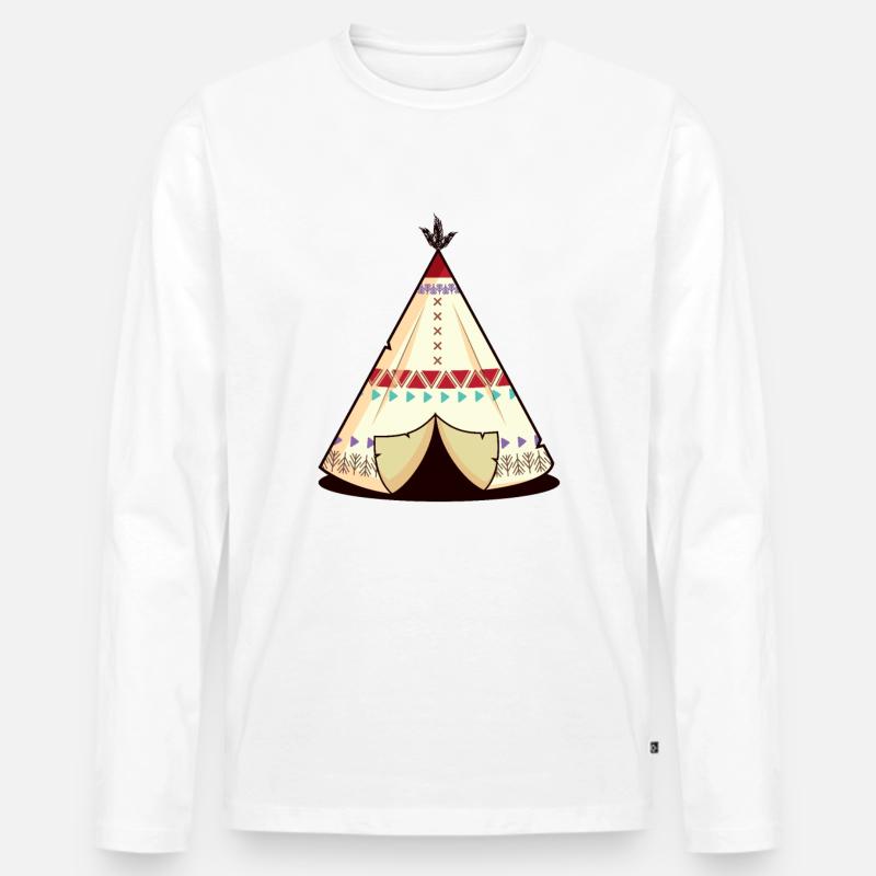 TEEPEE Indianer Zelt - Männer Premium Bio Langarmshirt - Weiß