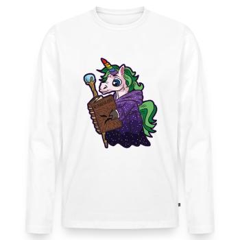 Unicorn Mage Necromancer Warlock Comic - Men's Premium Organic Long Sleeve Shirt - white - Front - Nico (187cm)