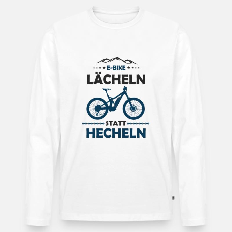 E-MTB Lächeln Statt Hecheln E-Bike - Männer Premium Bio Langarmshirt - Weiß