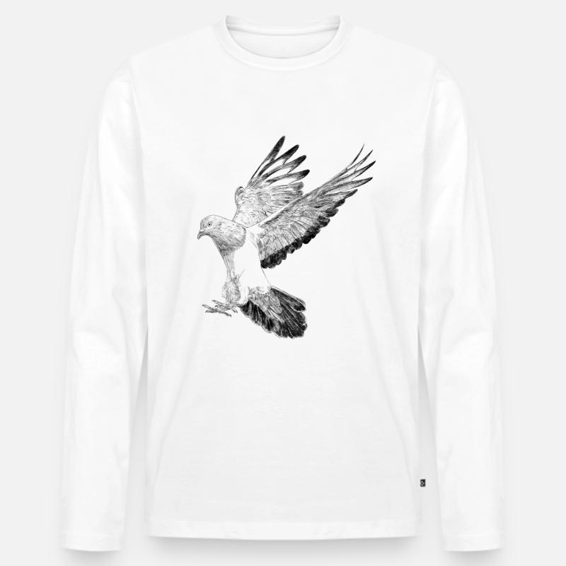 Fliegende Taube - Männer Premium Bio Langarmshirt - Weiß
